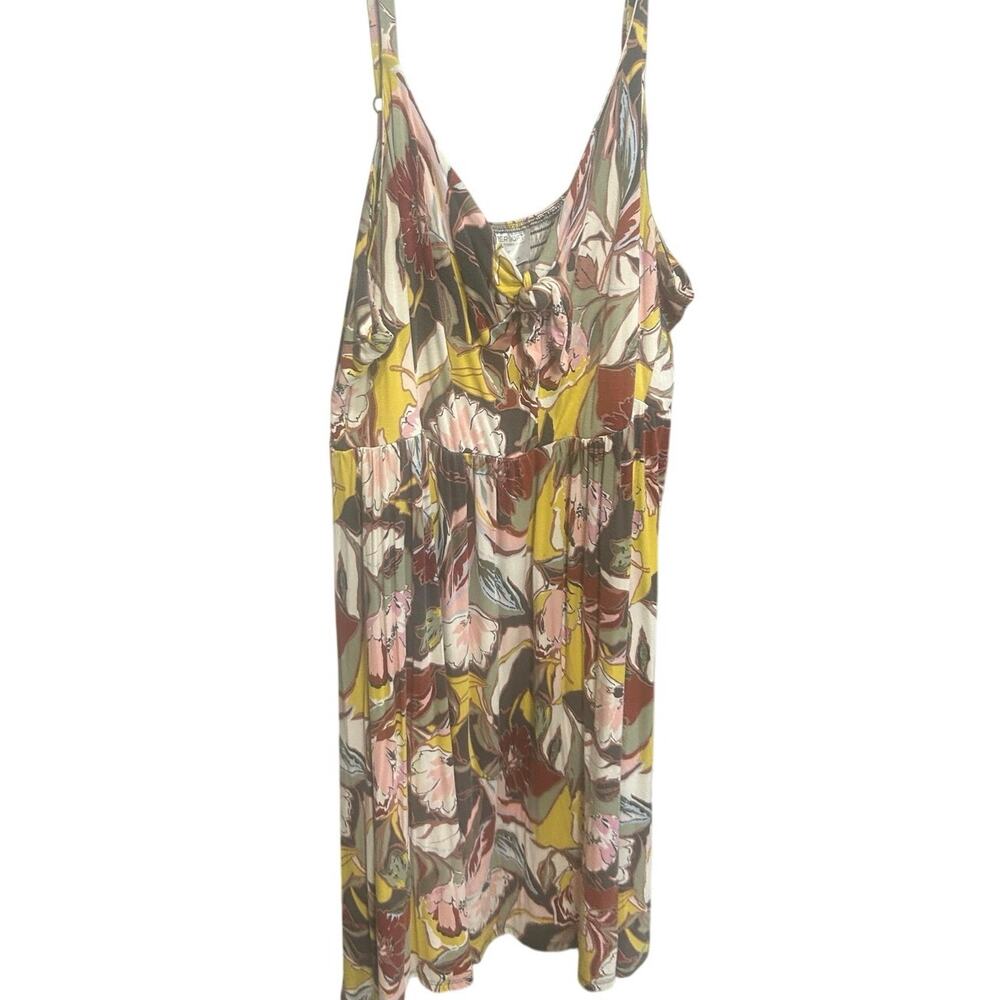 Torrid Super Soft Floral Swing Dress Size 4 Plus Tie Front Stretch Knit - Picture 3 of 5